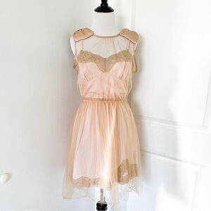 Rodarte x Target Pink and Gold Lace Tulle Dress - Medium